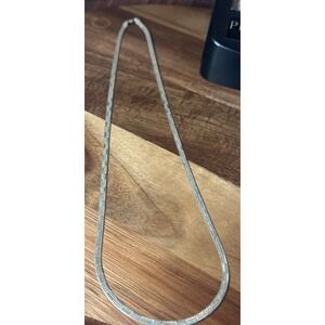 Silver herringbone chain 22 inches sterling 925 Italy Italian